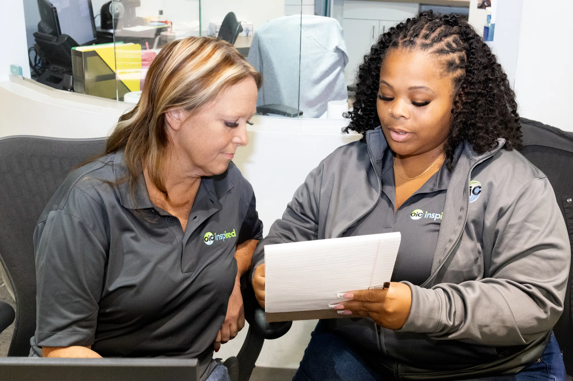 OIC Inspired clinical staff reviewing lab results
