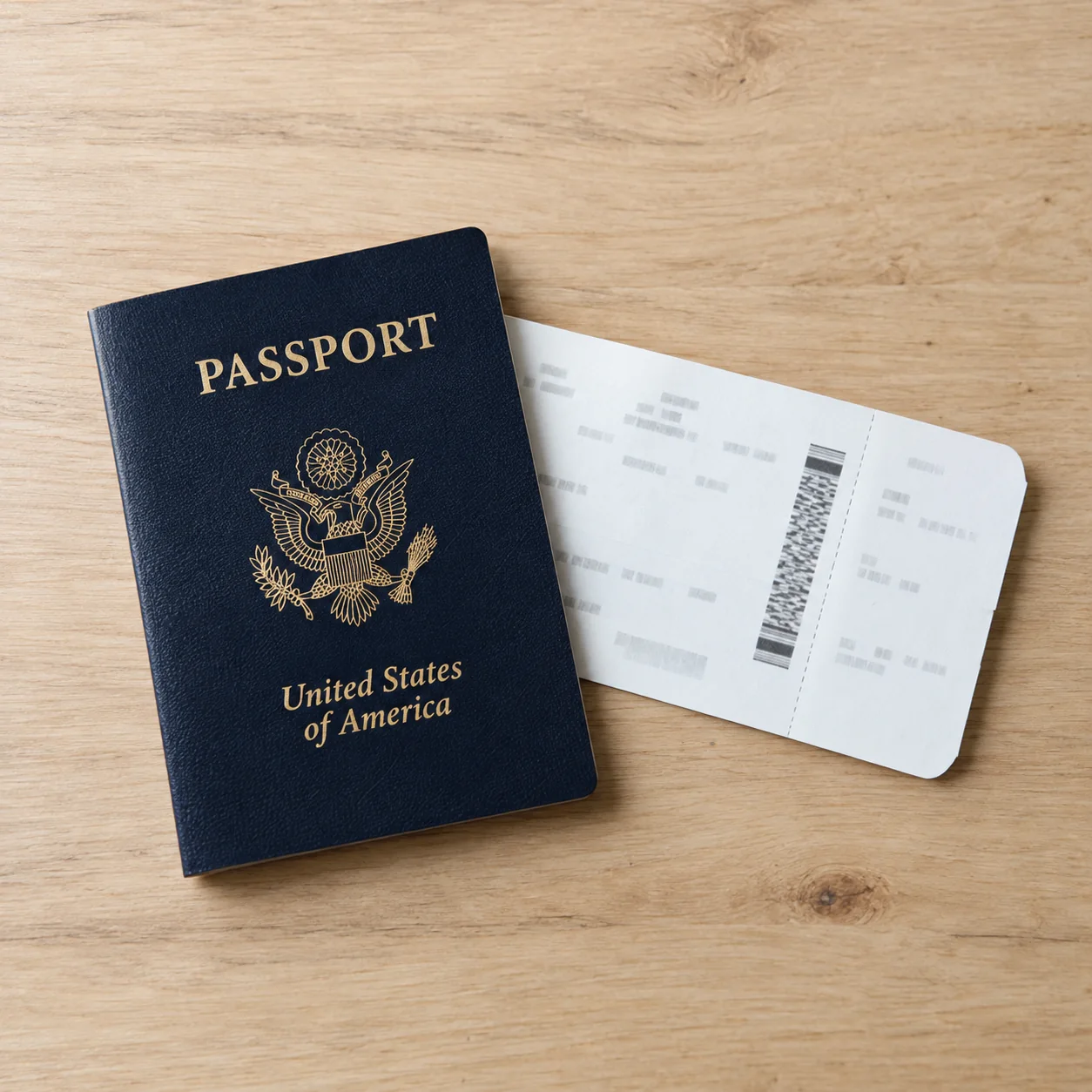 A U.S. passport and a boarding pass on the consult desk